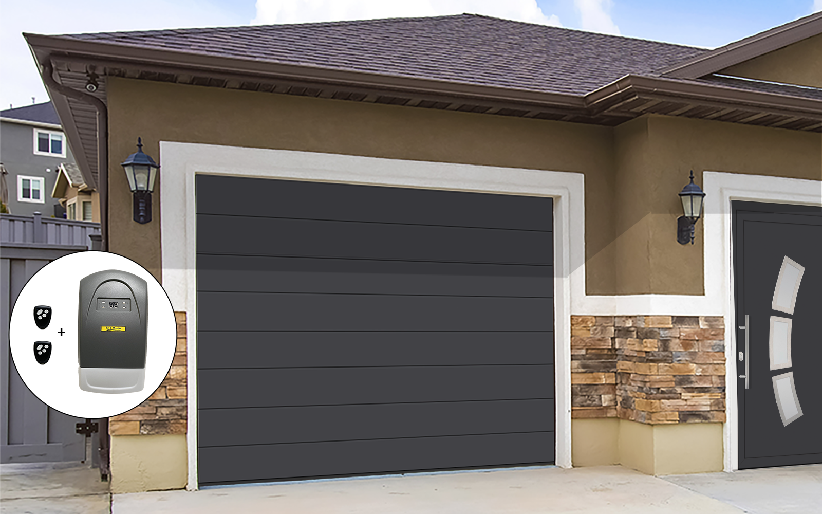 Porte de garage sectionnelle mono ligne 2400 x 2000 gris anthracite